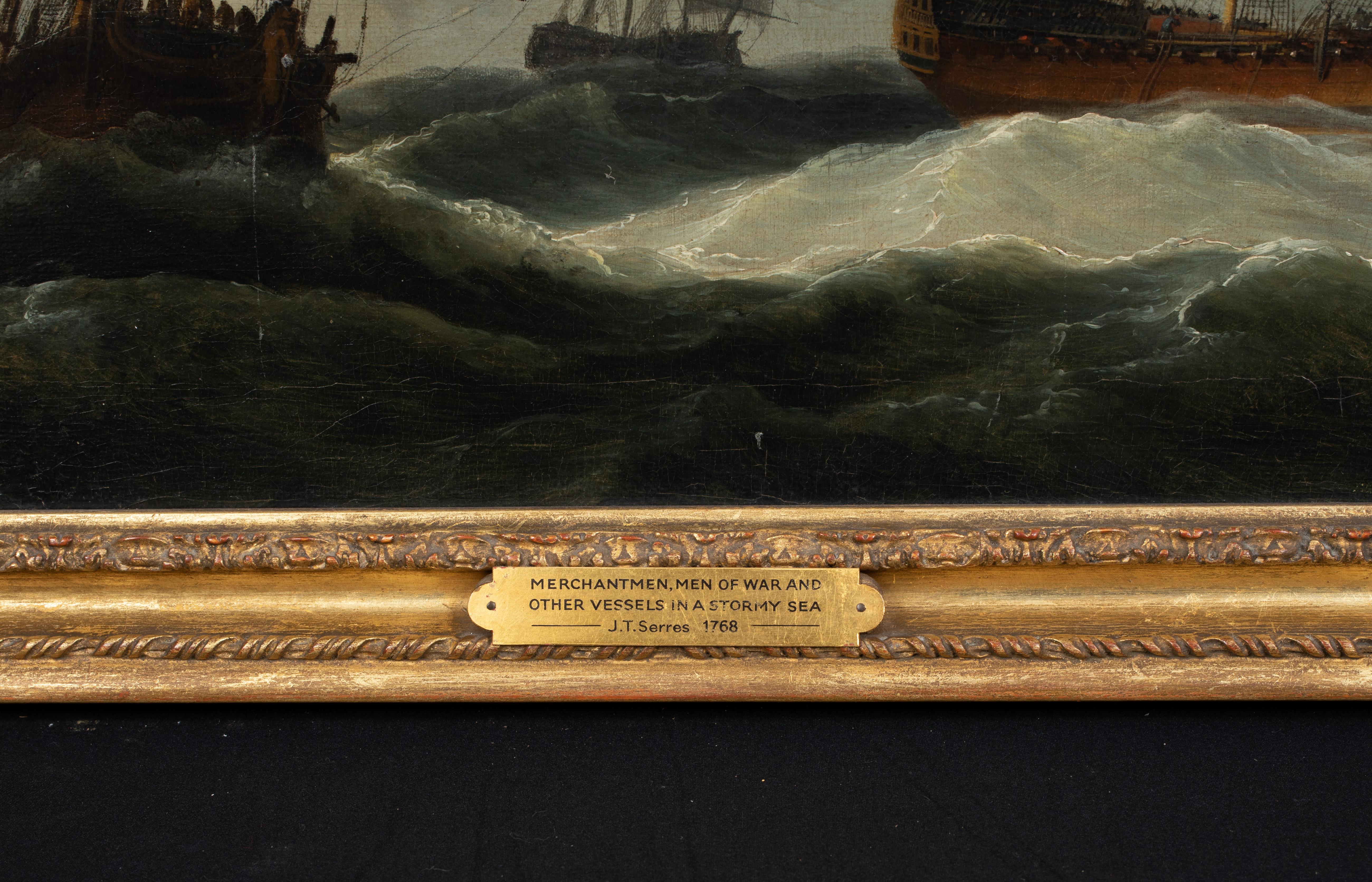 Merchantmen, Men O'war and other vessels in a stormy sea, 18th Century 3