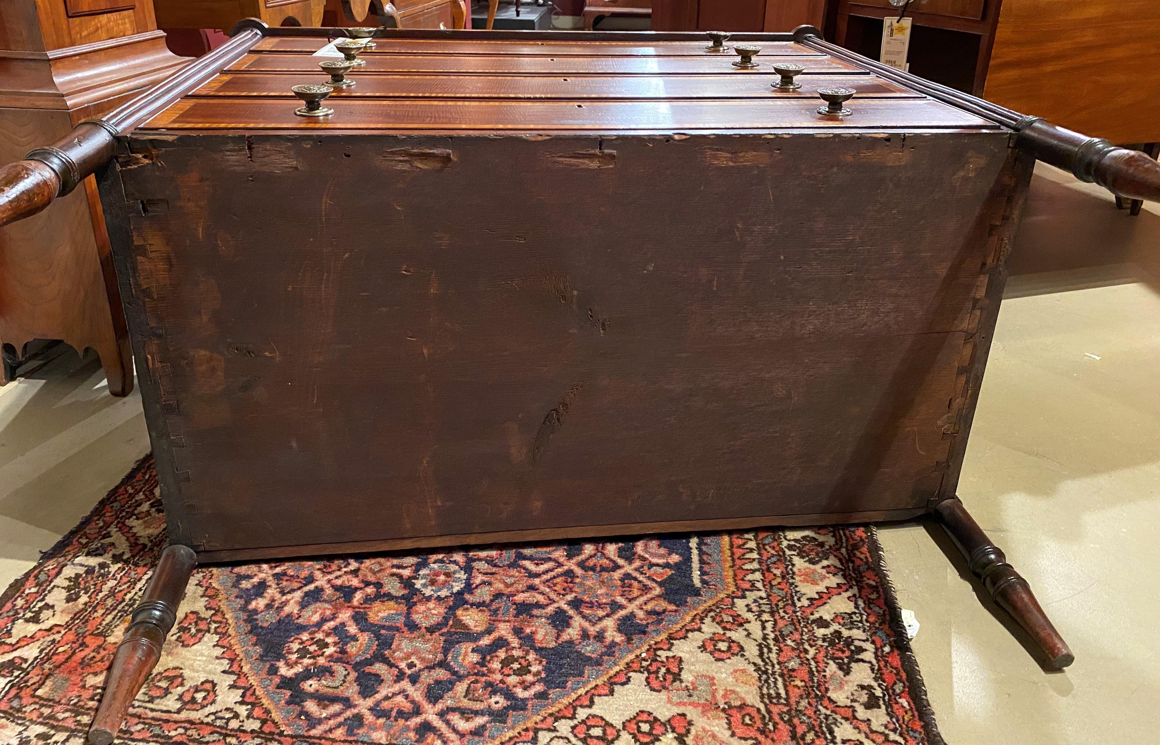 Seymour School Four-Drawer Chest in Mahogany with Nice Banding 7