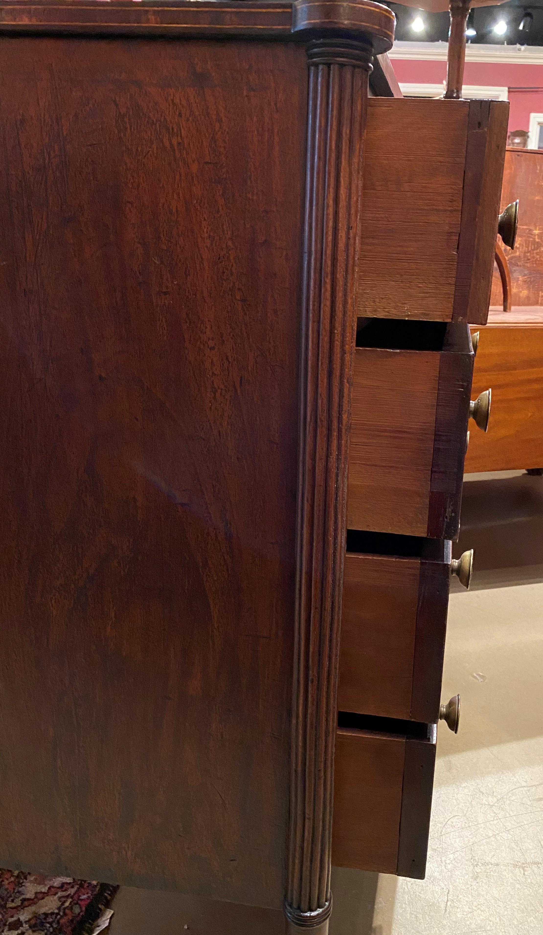 Brass Seymour School Four-Drawer Chest in Mahogany with Nice Banding