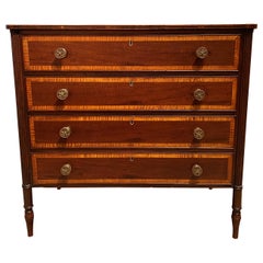 Seymour School Four-Drawer Chest in Mahogany with Nice Banding