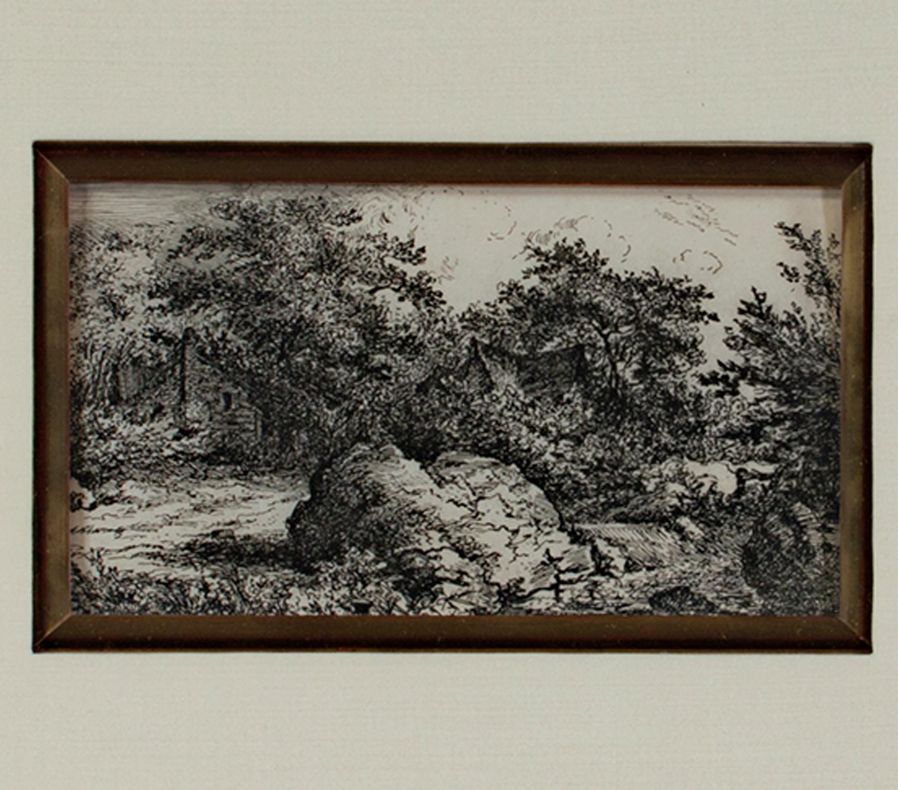 « Figure by the Cottage in Forest » (Figure du cottage dans la forêt), gravure originale de John Thomas Smith