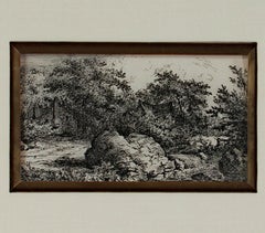 "Figure by the Cottage in Forest, " Original Etching by John Thomas Smith