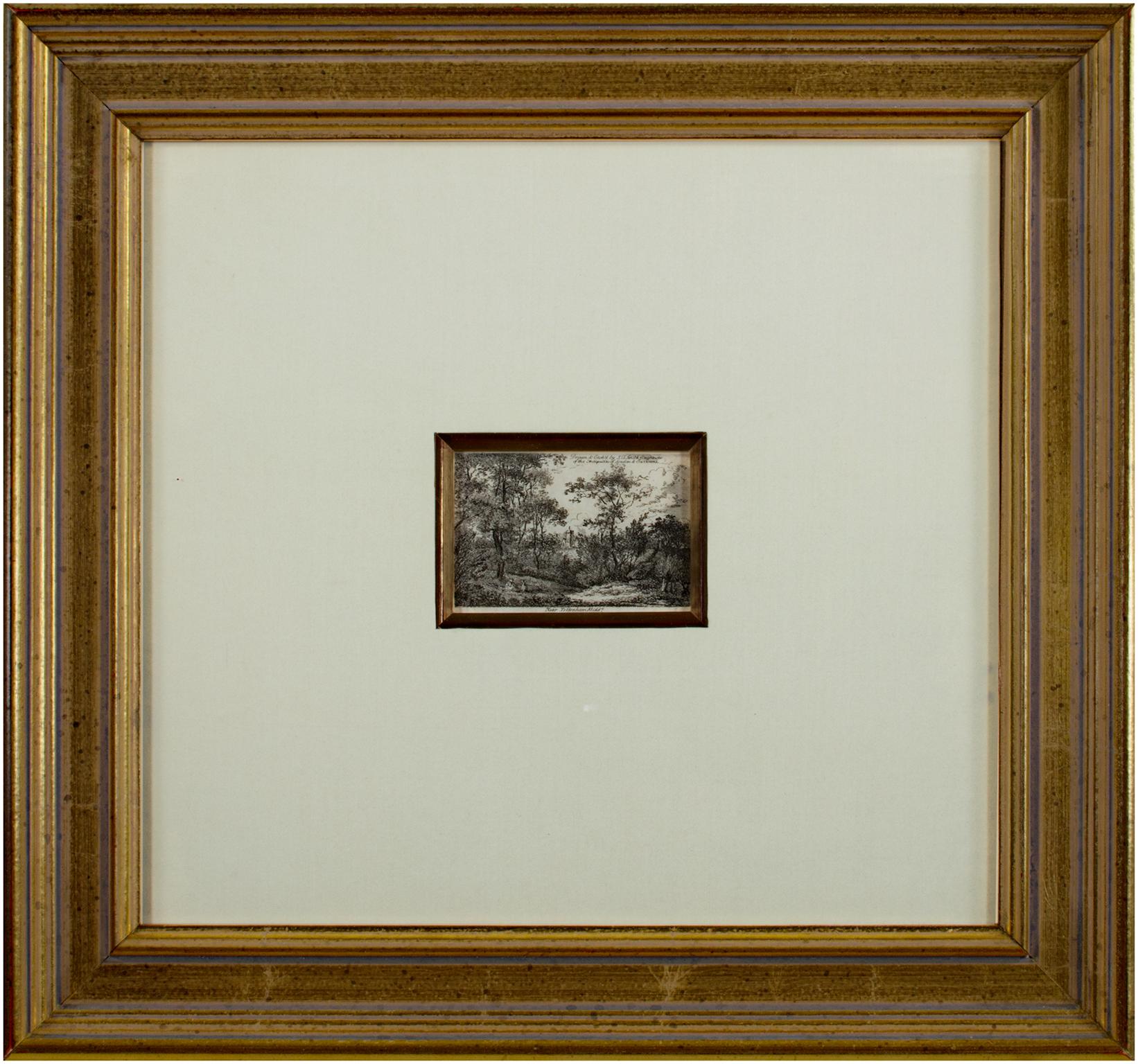 Incisione paesaggistica del XVIII secolo, scena di natura pastorale con alberi dettagliati ad inchiostro - Landscape Print Nero di John Thomas Smith