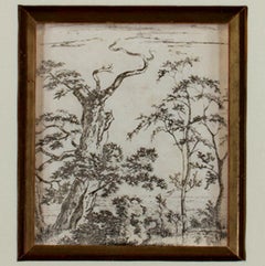 "Trees at the Edge of a Pond, " Original Landscape Etching by John Thomas Smith