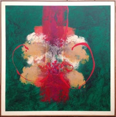 China Patch Abstract Painting, Oil on Canvas, Signed, 41x41 Inches