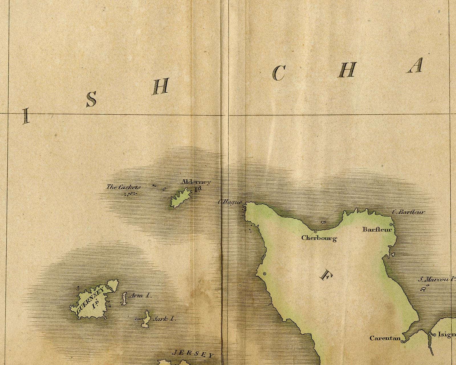 Antique map of the south of England by Thomson - Handcol. engraving - 19th c. For Sale 4