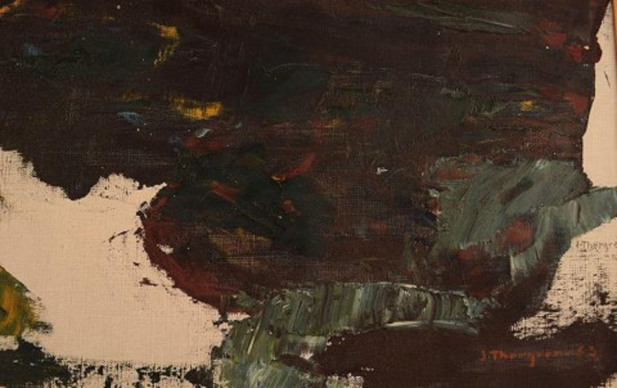 Mid-20th Century John Thorgren, Swedish Artist, Oil on Canvas, Modernist Landscape For Sale