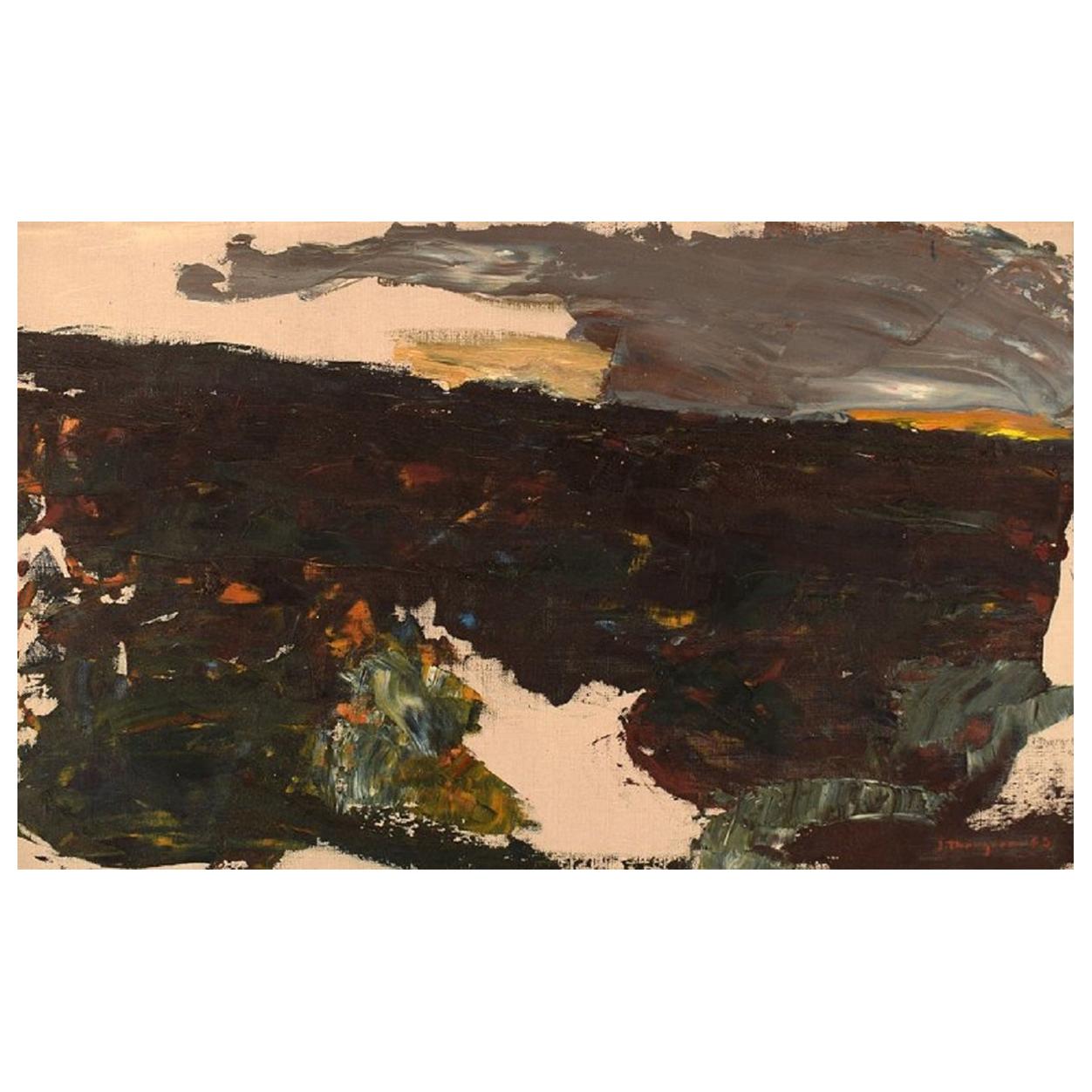 John Thorgren, Swedish Artist, Oil on Canvas, Modernist Landscape For Sale