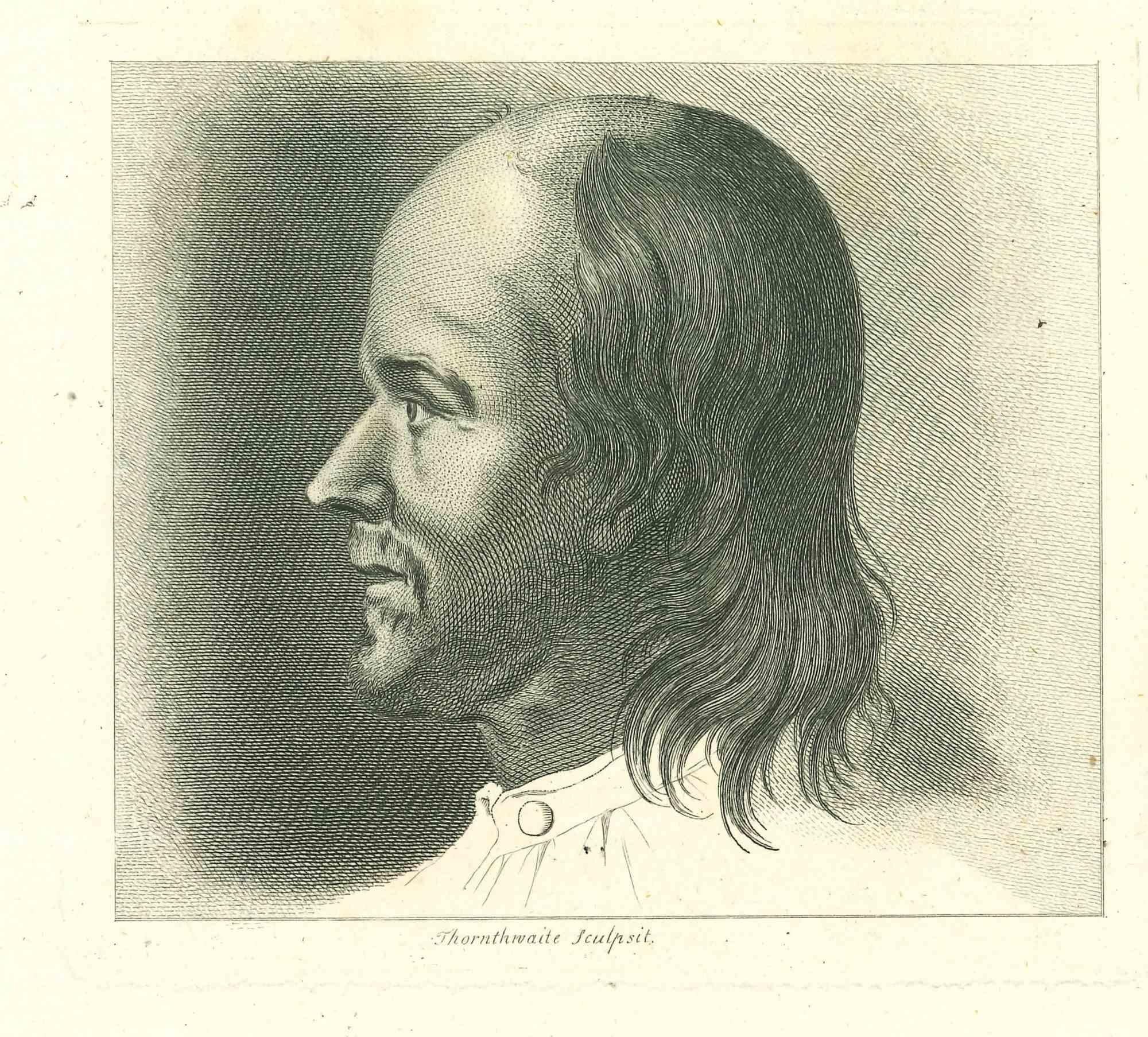 Das Porträt eines Mannes ist eine Originalarbeit von John Thornthwaite für Johann Caspar Lavaters "Essays on Physiognomy, Designed to promote the Knowledge and the Love of Mankind", London, Bensley, 1810. 

Dieses Kunstwerk stellt einen Mann dar.