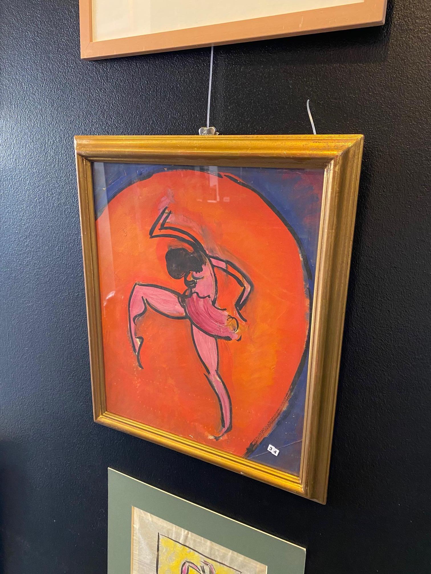 Dancer by John Torcapel - Gouache on paper 38x43 cm For Sale 6
