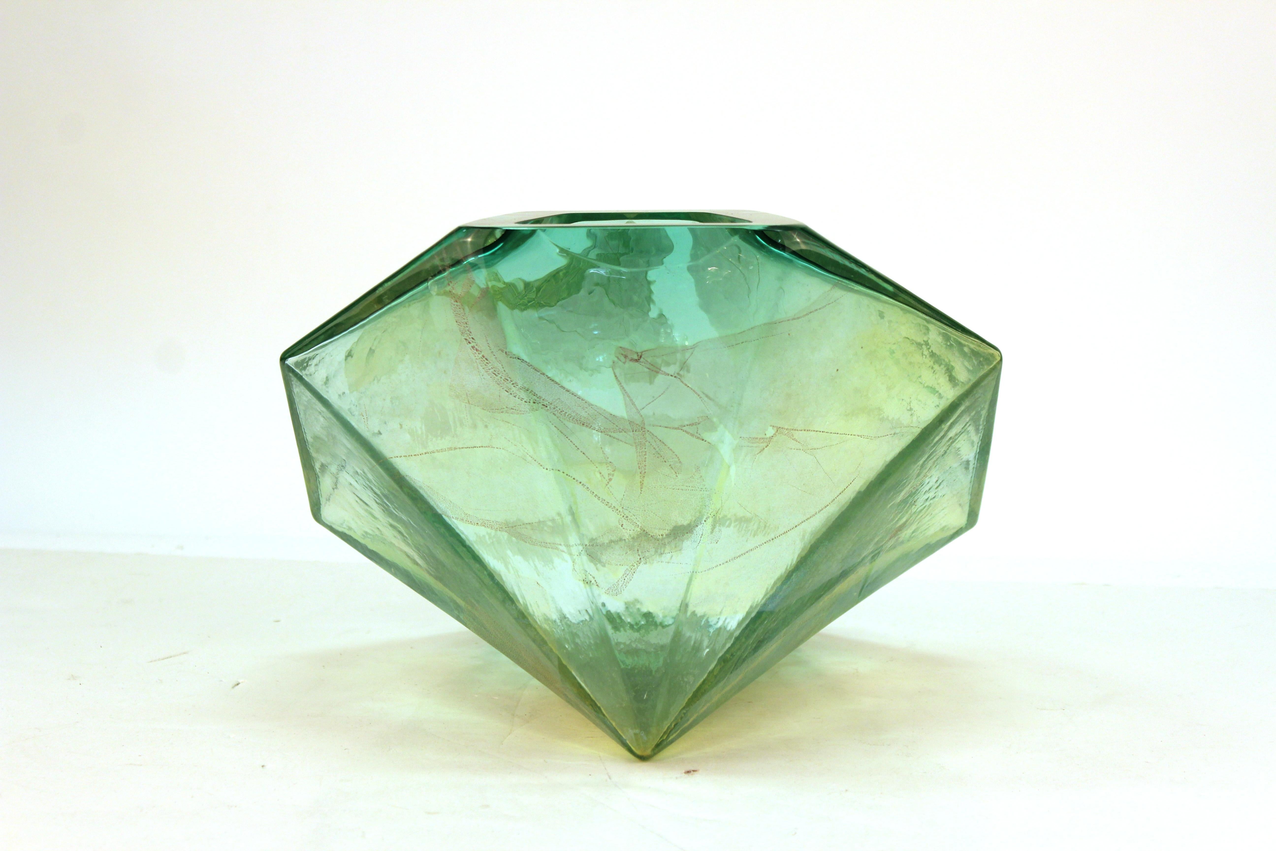 American John Torreano Modern Faceted Jewel Art Glass Sculpture or Vase