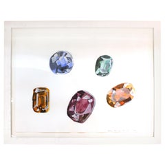 John Torreano Modern Watercolor of Jewels, Signed