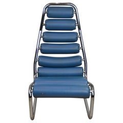 1970s Blue Club Chair with Rollers