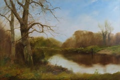 Original Oil on Canvas by John Trickett, "A Day's Fishing"