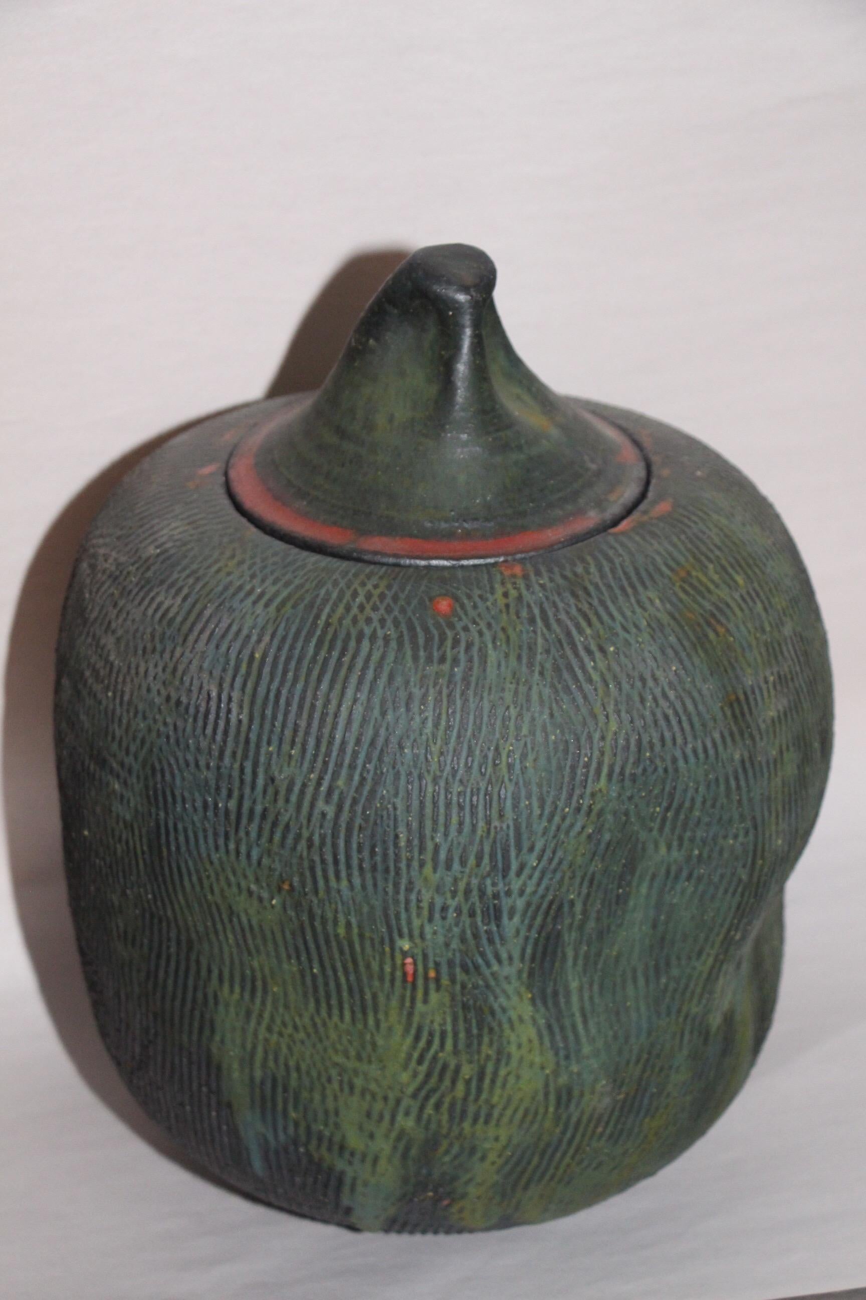 20th Century John Tuska Lidded Stoneware Vessel For Sale