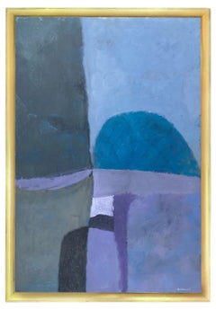 1960s Abstract in a Range of Blues by Artist John Urbain