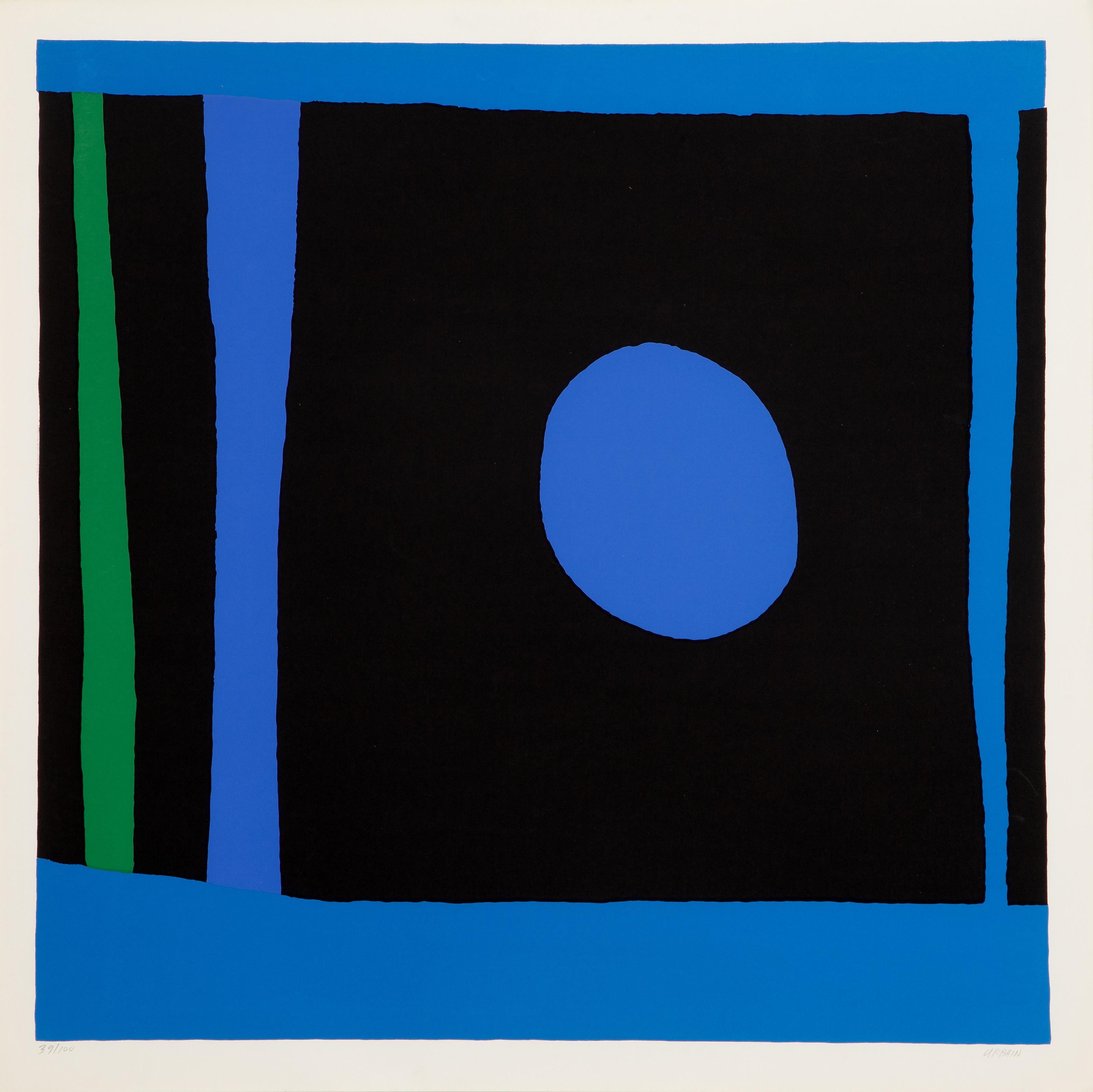 Blue Moon, serigrafia minimalista di John Urbains in vendita 1