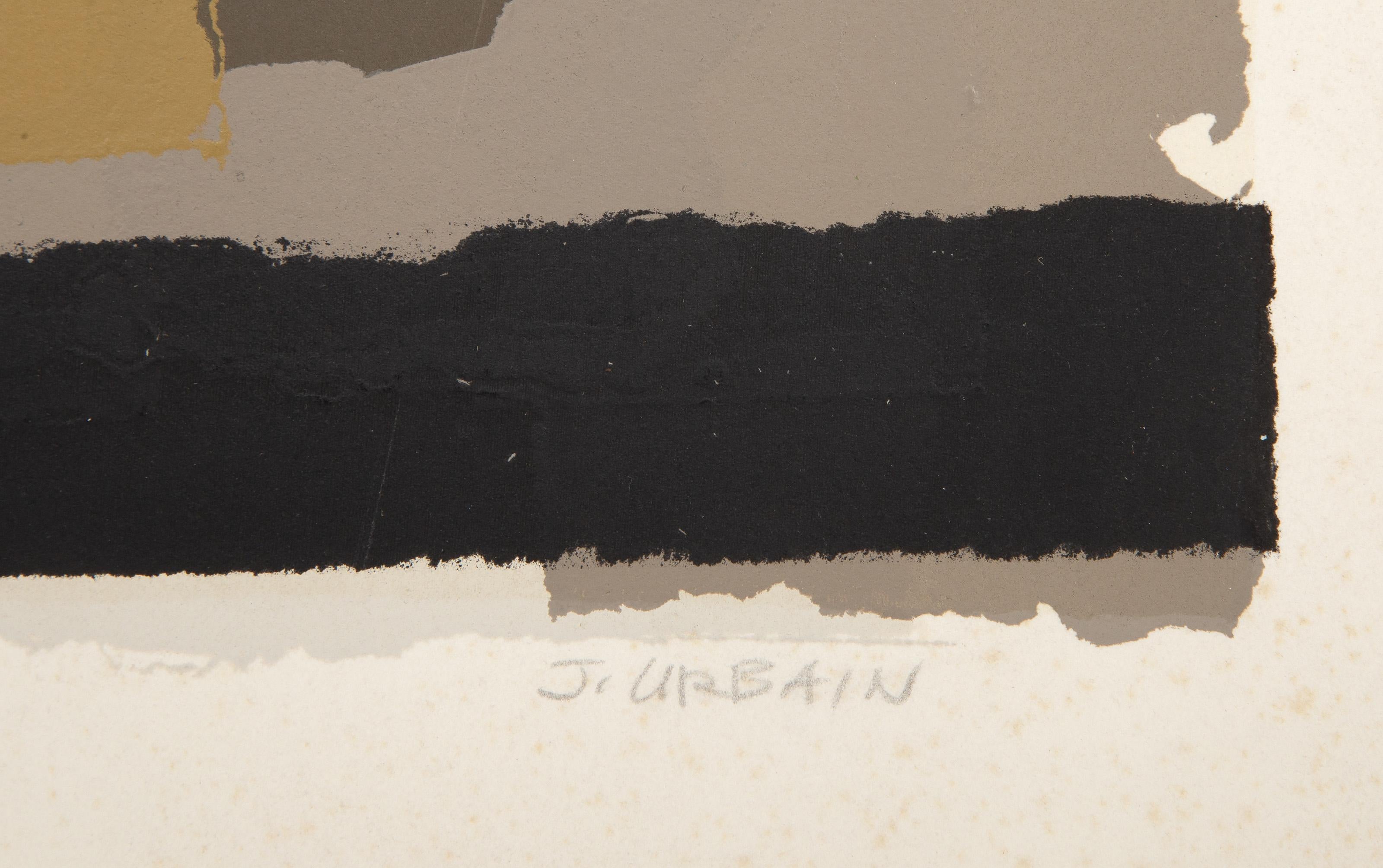 Habitación a cuadros, serigrafía minimalista y collage sobre papel de John Urbain en venta 3