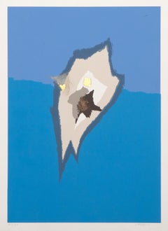 Iceberg, serigrafia moderna, collage e foglia d'oro di John Urbain