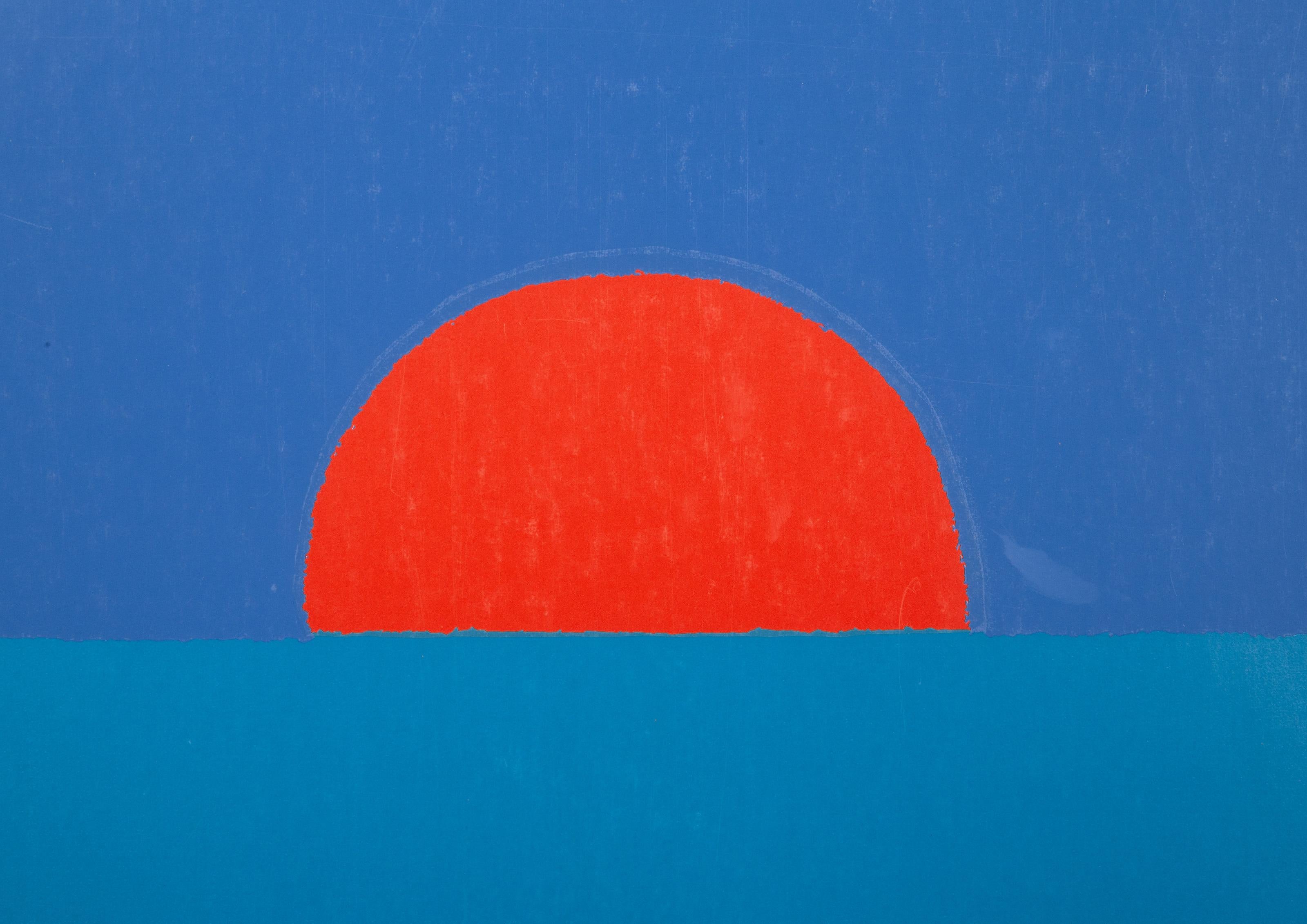Red Sun, serigrafia minimalista di John Urbains in vendita 1