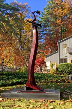 COLUMN 7-16, Contemporary Abstract Outdoor Sculpture, Stone, Metal, Industrial