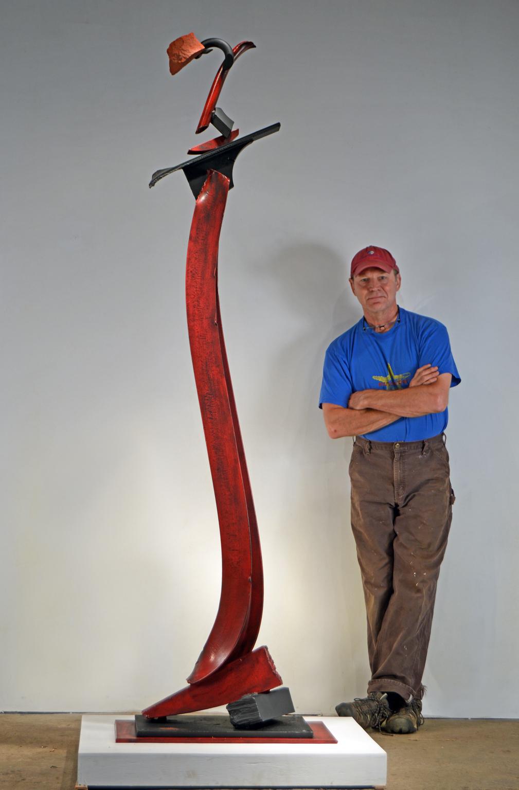 COLUMN 7-16, Sculpture d'extérieur abstraite contemporaine, pierre, métal, industriel  en vente 3