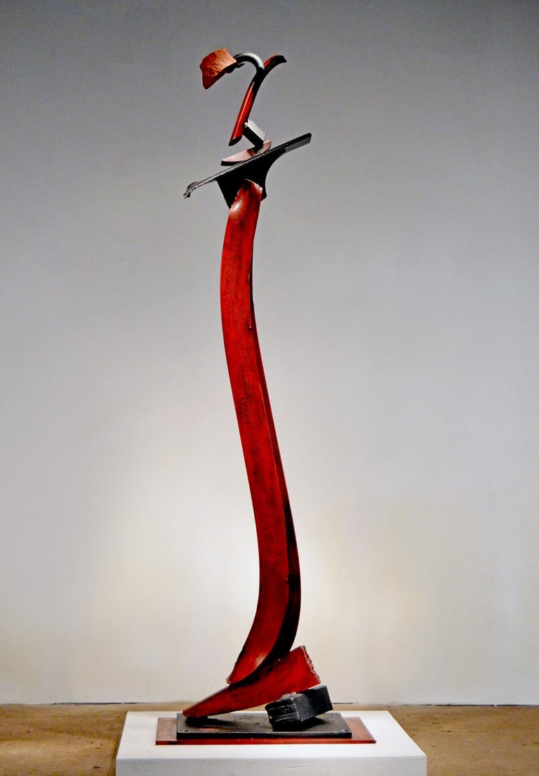 John Van Alstine - COLUMN 7-16, Contemporary Abstract Outdoor Sculpture,  Stone, Metal, Industrial For Sale at 1stDibs