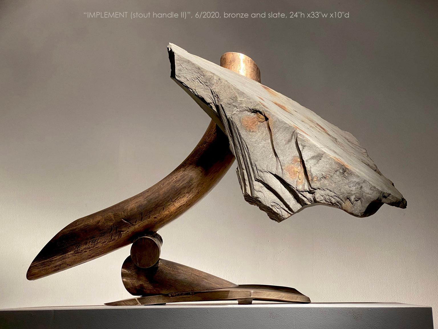 "IMPLEMENT (stout handle II)", Industrial Abstract Sculpture in Metal & Stone