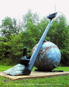 John Van Alstine - Passaggio dello Stige in acciaio di Caronte, scultura del 1996