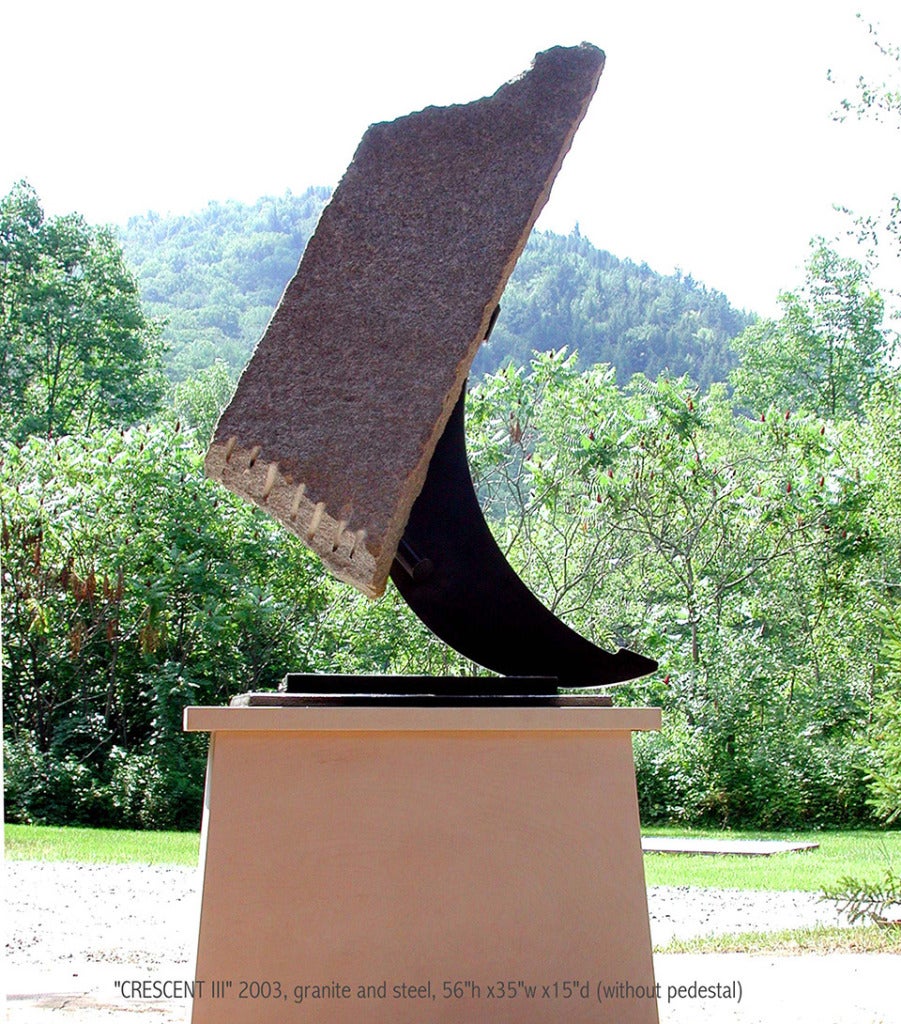 Granite/Steel

Stone and metal, usually granite or slate and found object steel are central in my sculpture. The interaction of these materials is a major focus. On the most basic level the work is about the marriage of the natural with the