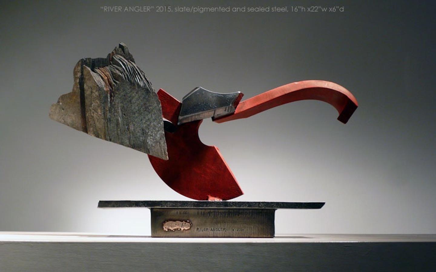 John Van Alstine - River Angler, Sculpture 2015 For Sale 3