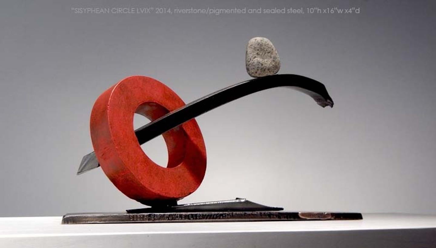 10" x 16" x 4"
Small
Riverstone, Pigmented, and Sealed Steel

Stone and metal, usually granite or slate, and found object steel are central in my sculpture. The interaction of these materials is a major focus. On the most basic level, the work is