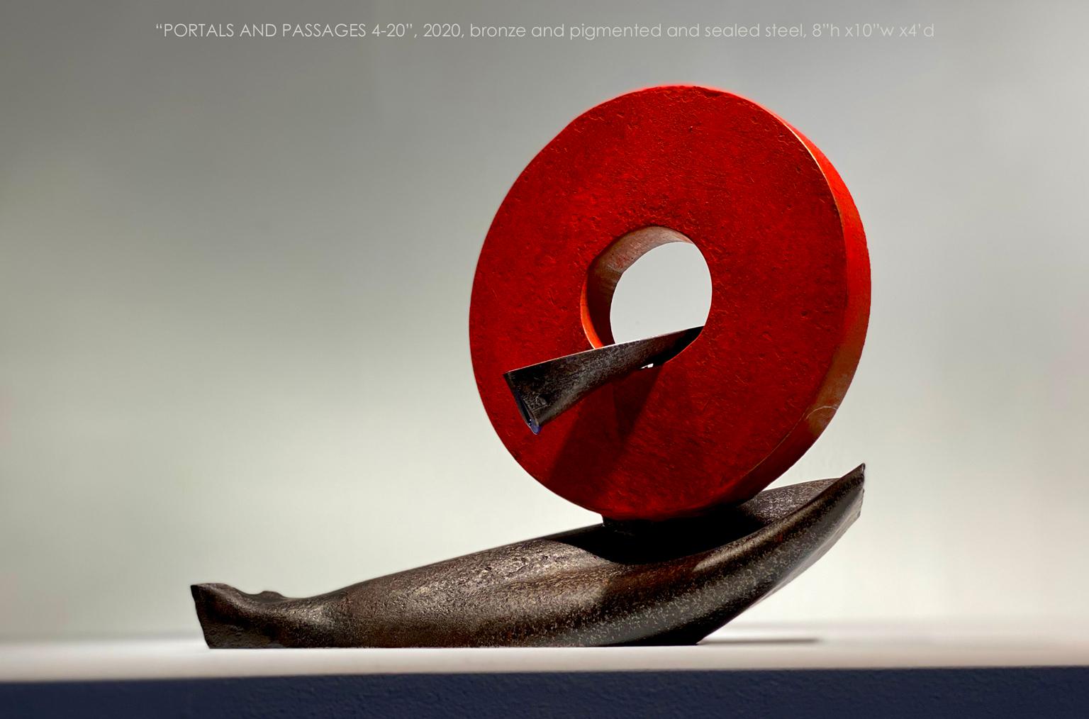 "PORTALS AND PASSAGES 4-20" by John Van Alstine
Bronze, pigmented and sealed steel

The sculpture of John Van Alstine beautifully, and powerfully, balances the union of stone and metal, while exploring the relationship of the purely natural and the