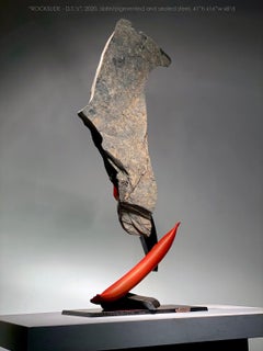 "ROCKSLIDE D.T.’s", Industrial Abstract Sculpture in Metal & Stone