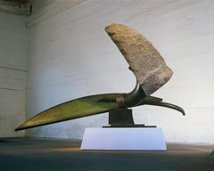 "Round Mountain Landscape", Industrial, Abstract Sculpture in Metal & Stone