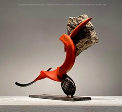 « Sacandaga River Landscape XI, Sculpture industrielle et abstraite en métal et en pierre