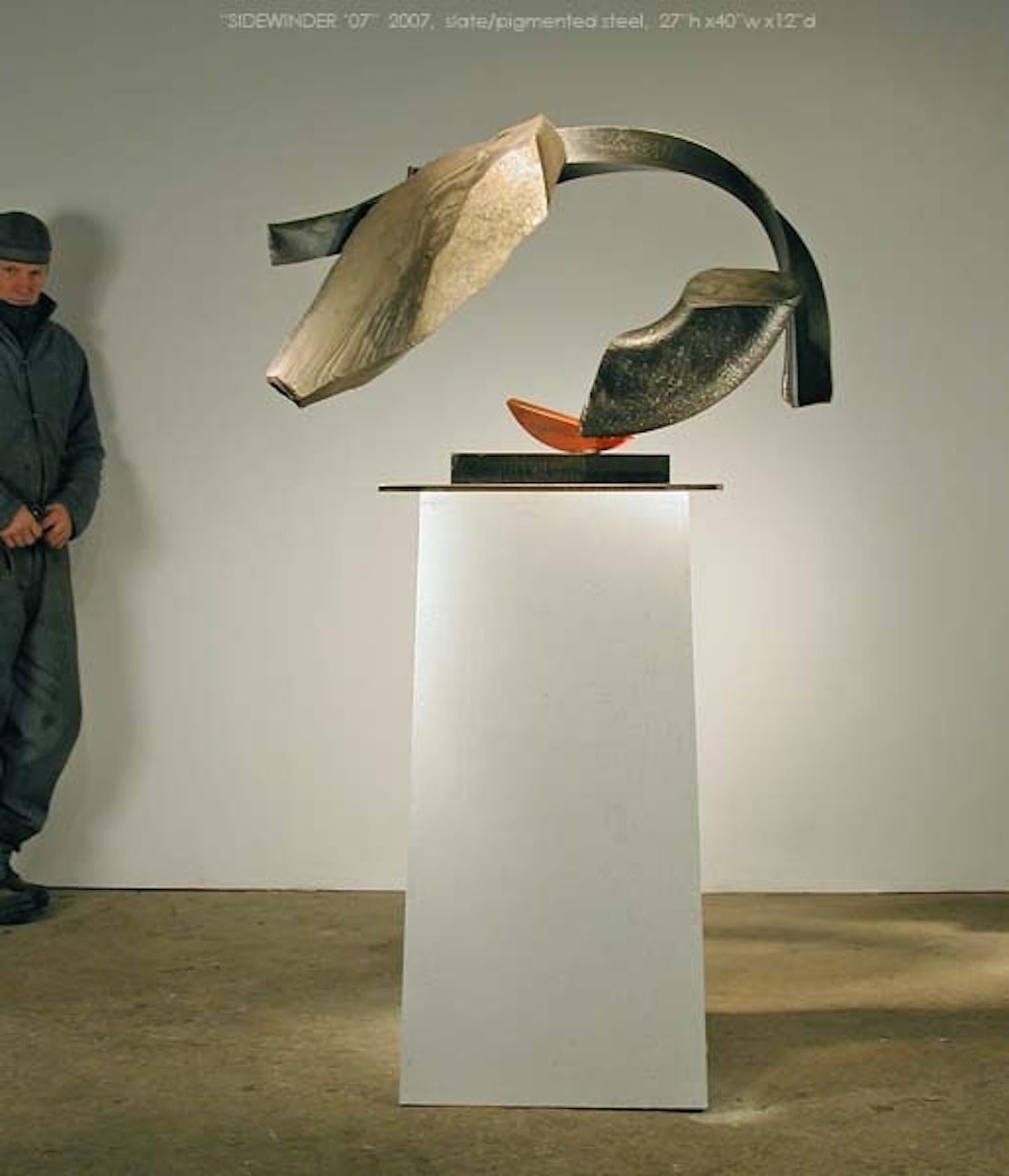 Sidewinder '07 - Gray Abstract Sculpture by John Van Alstine