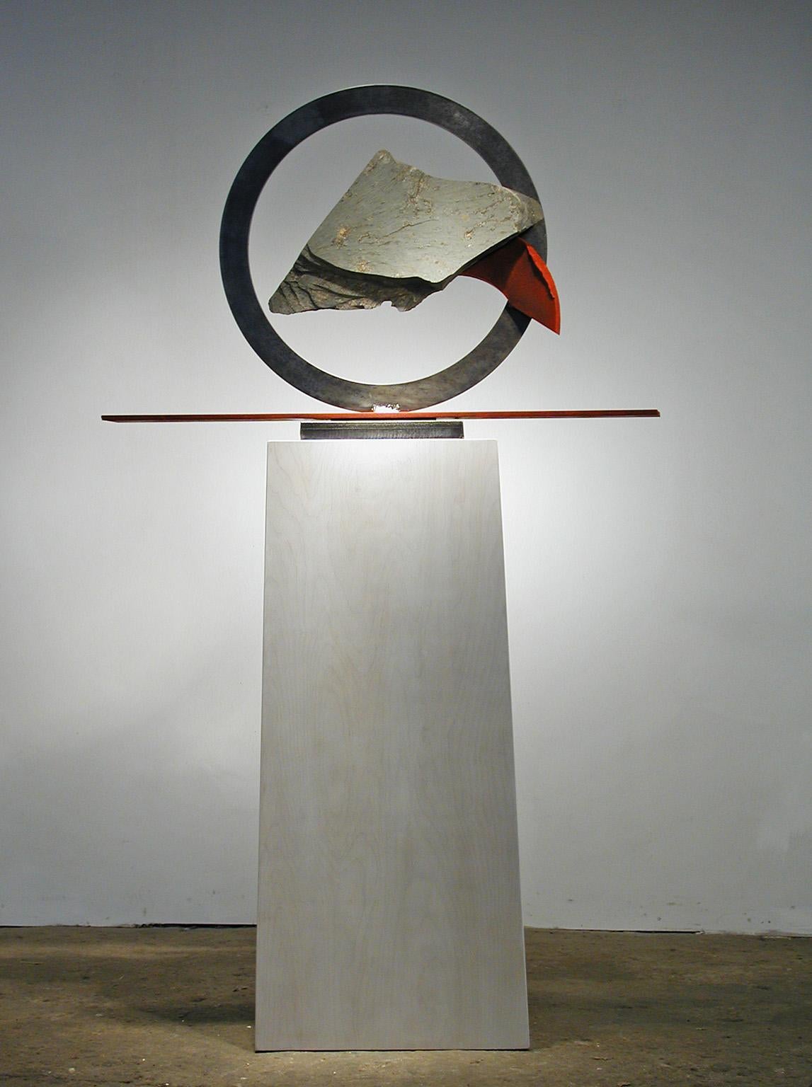 « Sisyphean Circle Beijing Series XXXII », Sculpture abstraite industrielle - Gris Abstract Sculpture par John Van Alstine