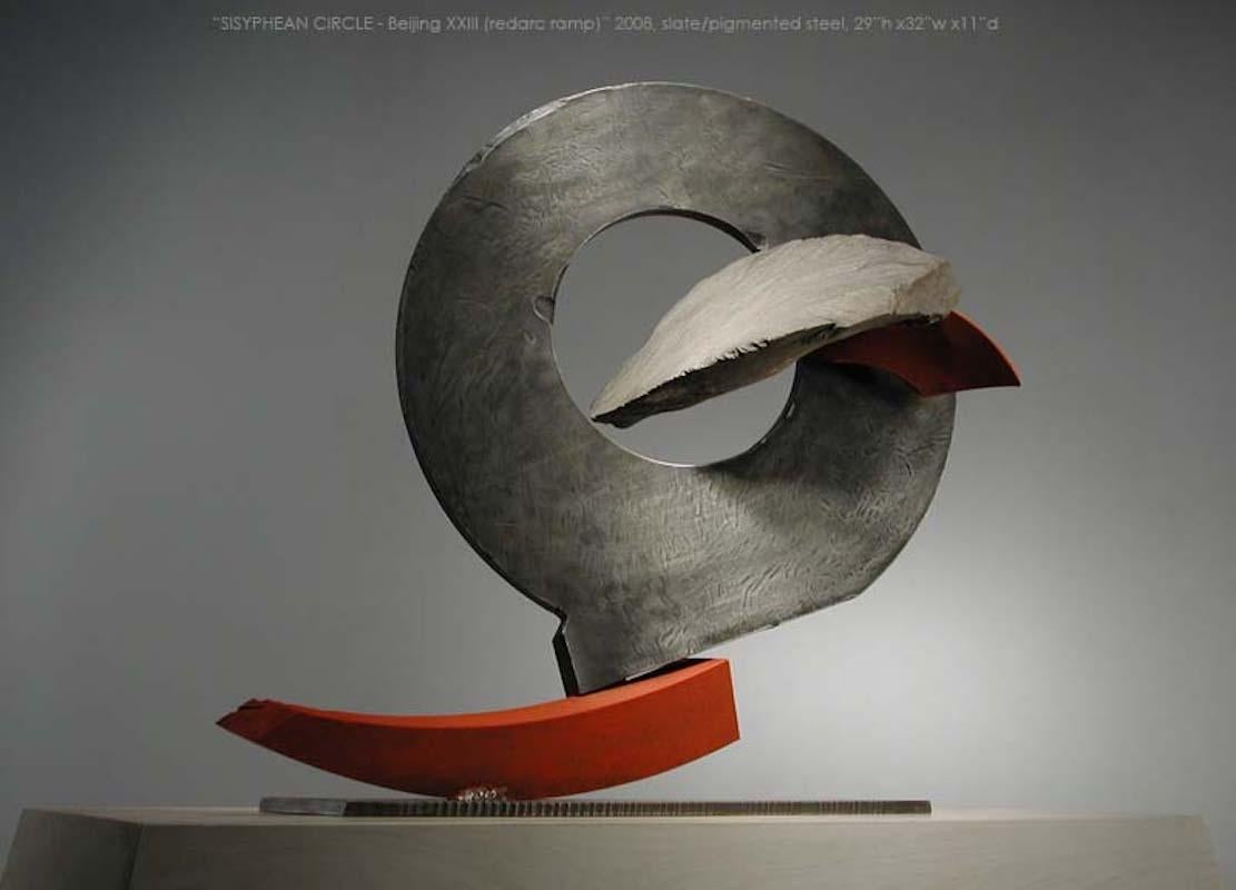 John Van Alstine Figurative Sculpture - SISYPHEAN CIRCLE BeijngXXIII (red arc ramp)