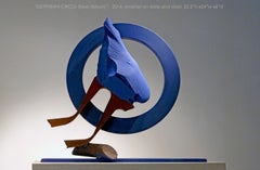 SISYPHEAN CIRCLE (blue ribbon), Abstract Sculpture, Stone, Metal, Industrial
