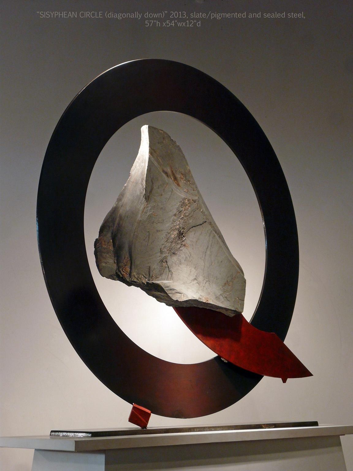 ""Sisypheanischer Kreis (diagonal nach unten)", Industrielle, abstrakte Skulptur