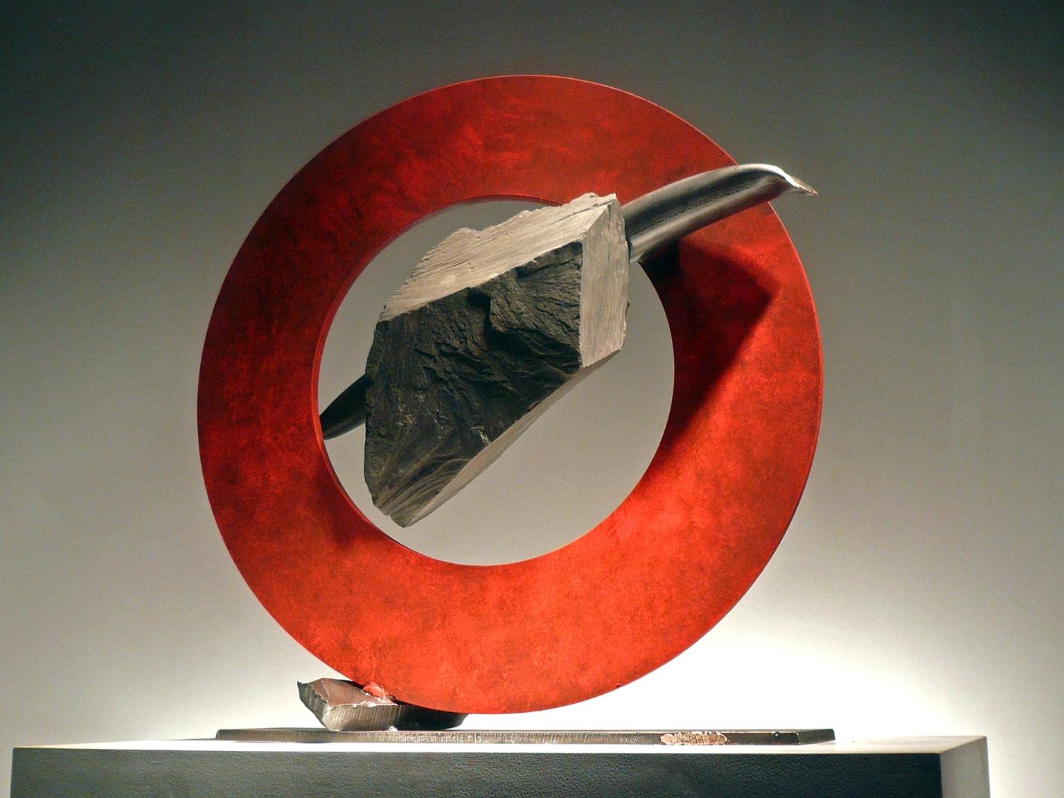 "SISYPHEAN CIRCLE XLV", Industrial Abstract Sculpture in Metal & Stone