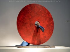 SISYPHEAN HOLIDAY 34, Abstract Sculpture, Stone, Metal, Steel, Industrial, Red