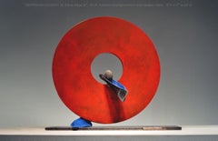 SISYPHEAN HOLIDAY 39, Abstract Sculpture, Stone, Metal, Steel, Industrial, Red