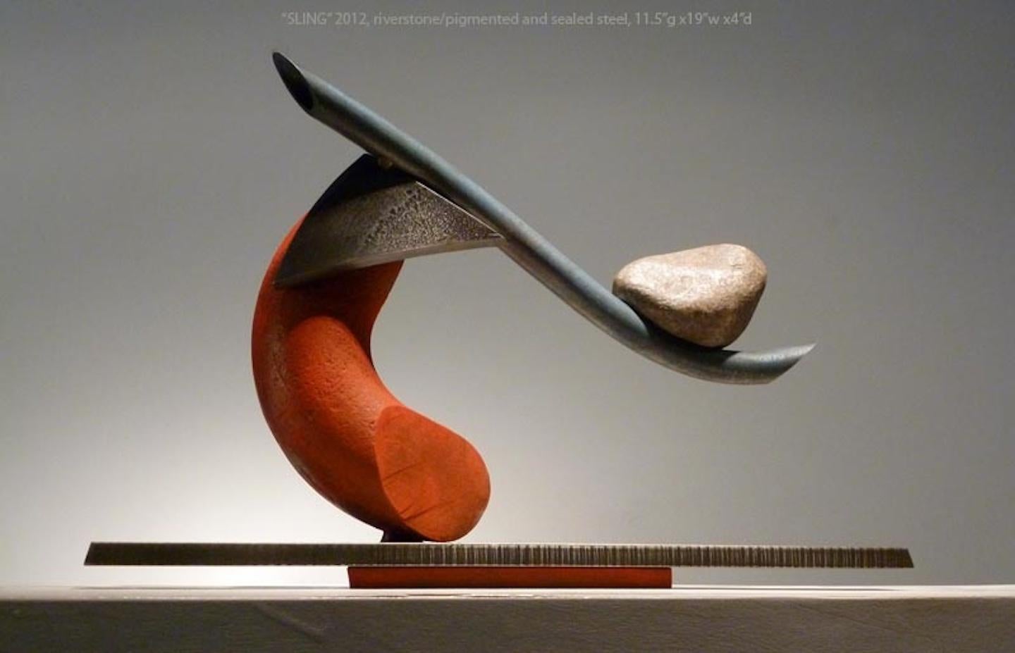 Sling - Brown Abstract Sculpture by John Van Alstine