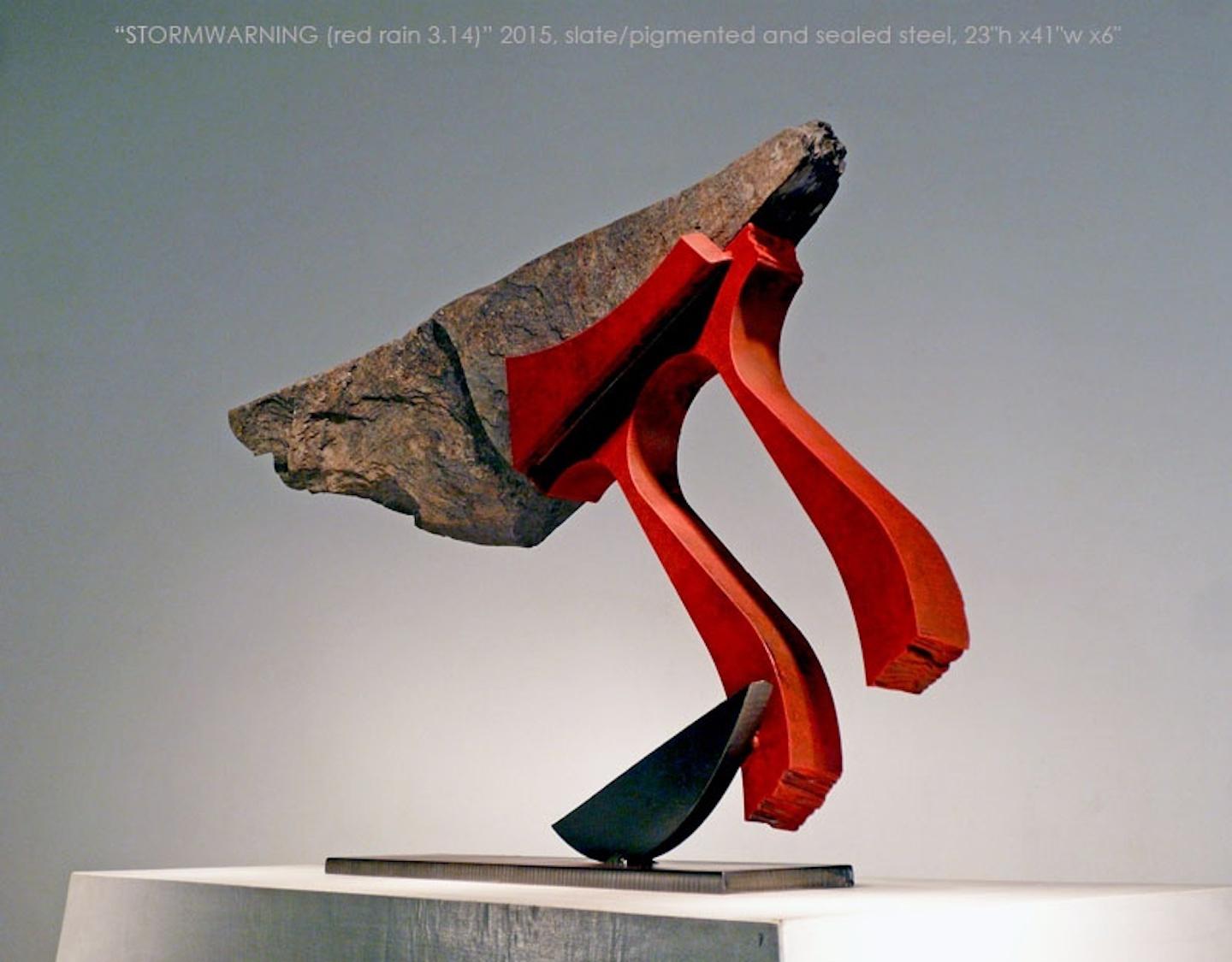 Stormwarning V (Red Rain 3.14) - Abstract Geometric Sculpture by John Van Alstine