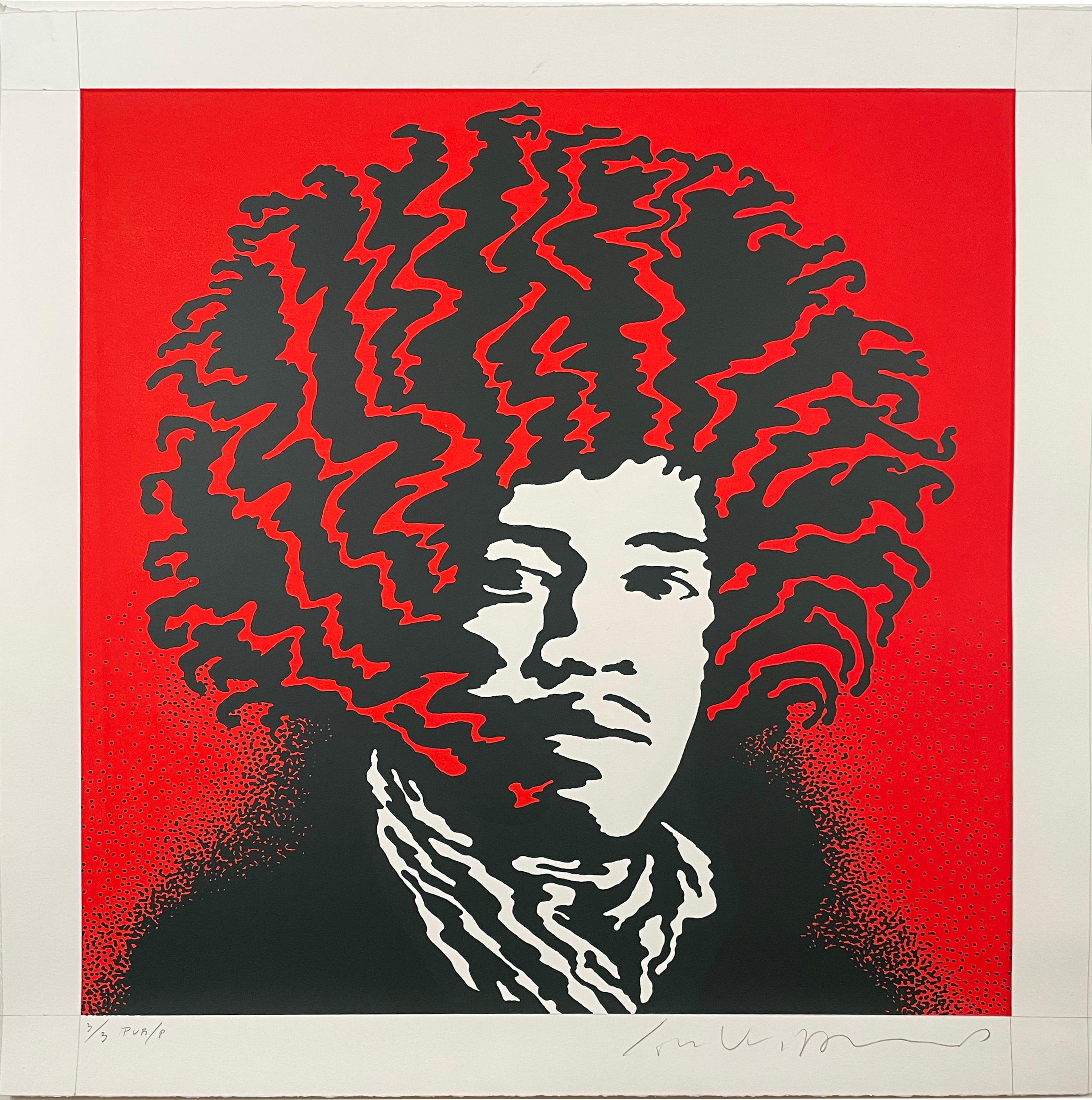 The New Jimi Hendrix Silkscreens
A suite of 3 silkscreens, blue, red + silver - hand pulled by the artist
Paper size: 28 x 28