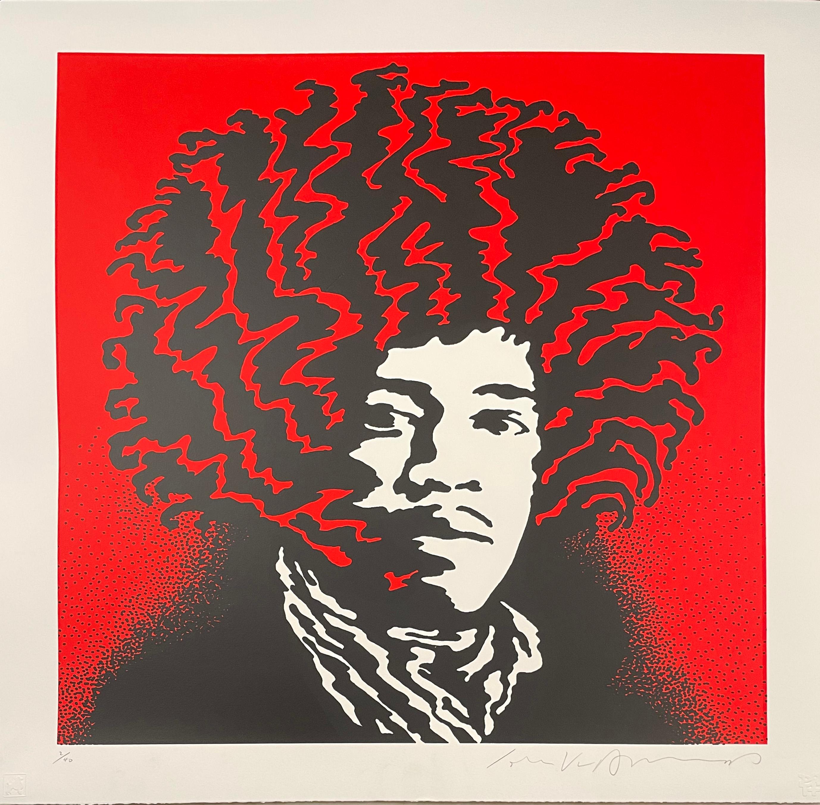 Jimi Hendrix (red) - Print by John Van Hamersveld
