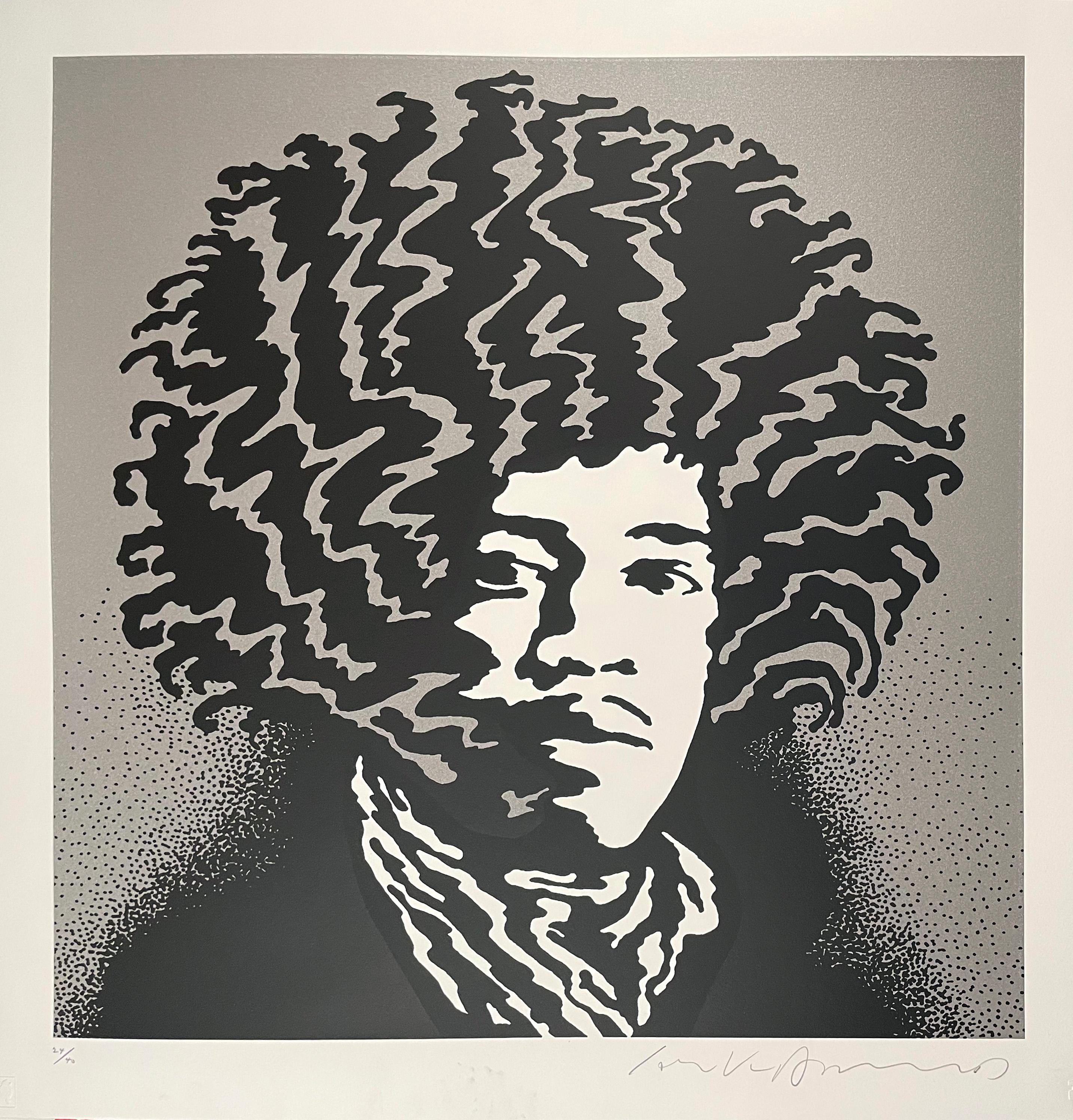 Jimi Hendrix (Silber) – Print von John Van Hamersveld
