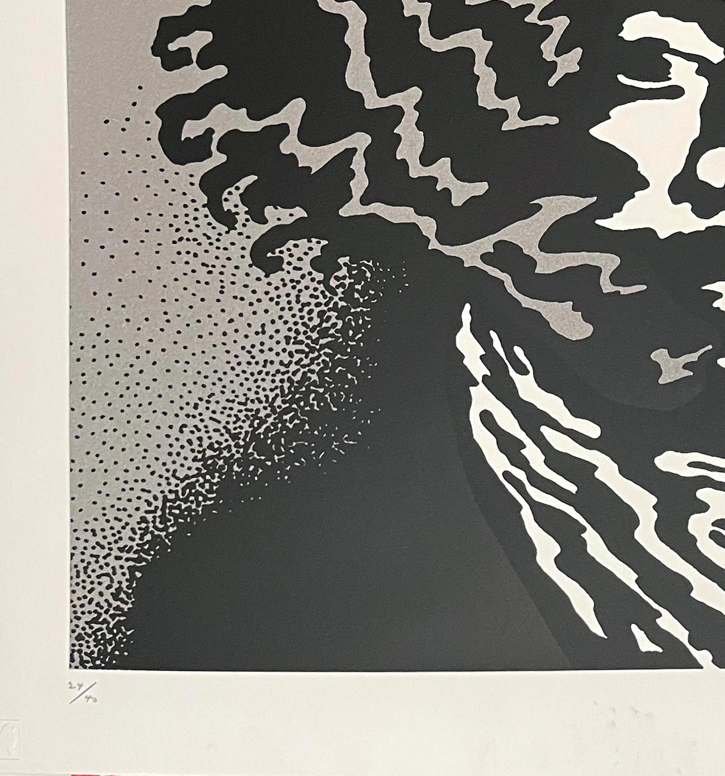 Jimi Hendrix (Plata) - Print Contemporáneo de John Van Hamersveld
